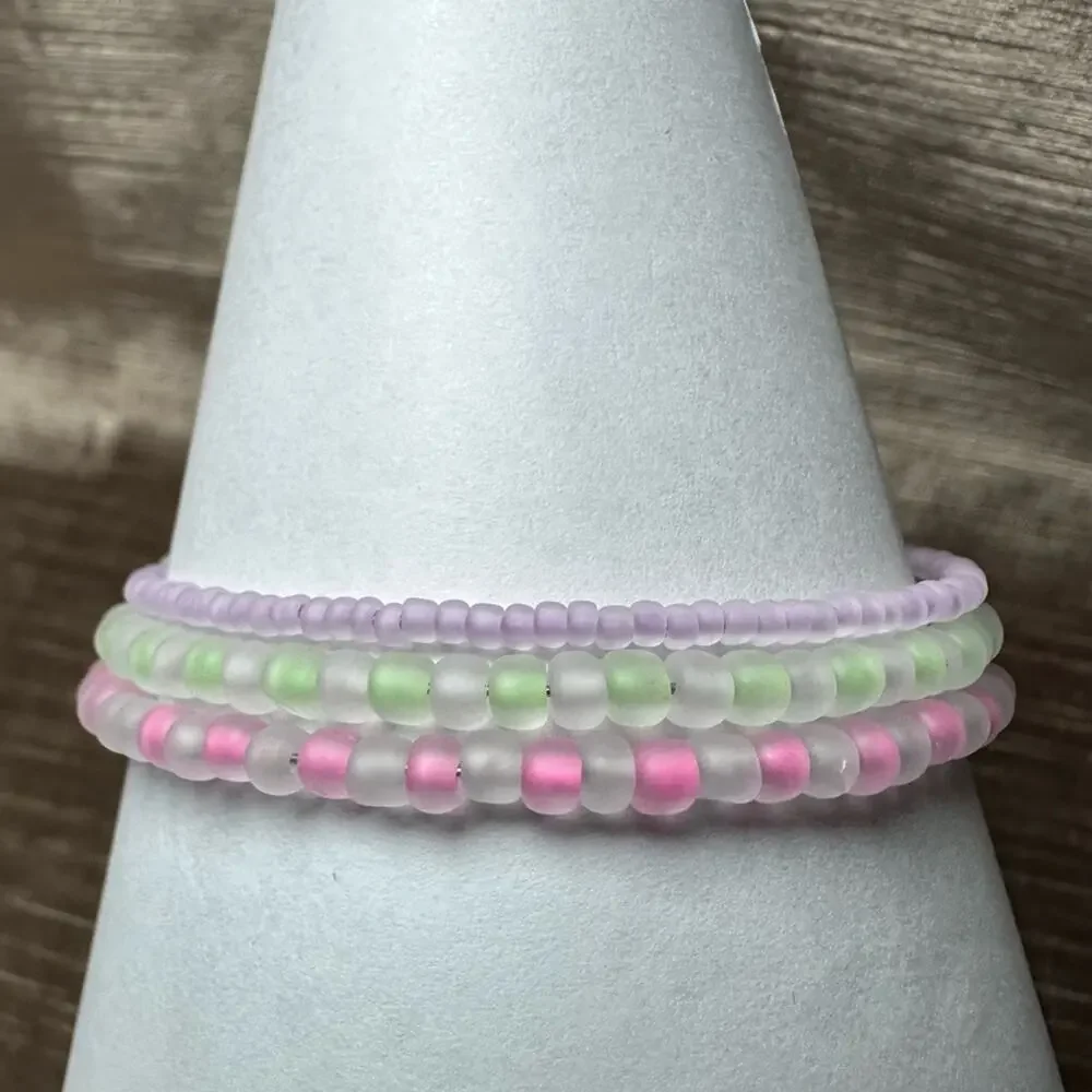Glow in dark bracelet handmade memory wire one size fits most